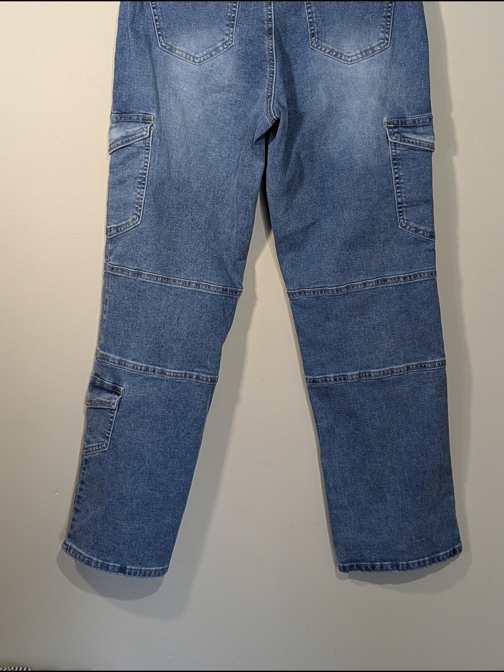 Elite Jeans Cargo Straight Jeans Women Size 9/29 Blue Utility Pocket Mid Rise - Picture 7 of 14